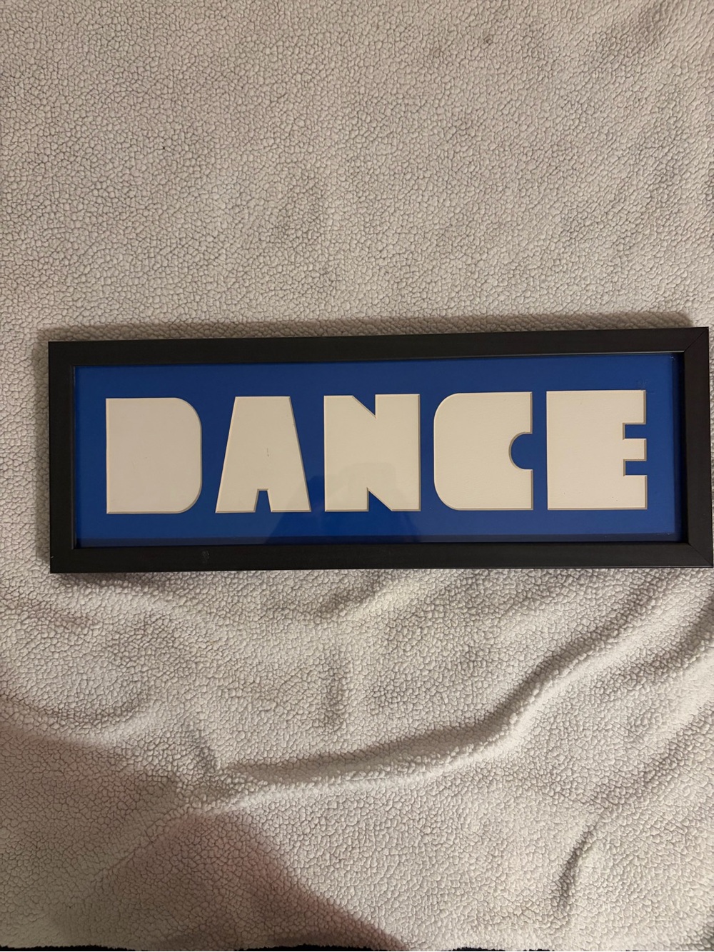 Framed 'DANCE' Wall Art in Blue and White